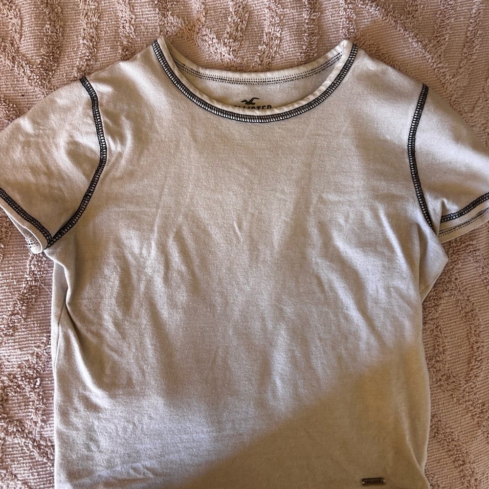 Hollister White Crop Top with Black Accents
